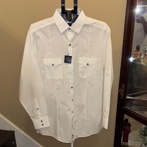 jf j.ferrar Men's White Button Down Shirt